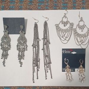 Lot Of 4 Chandelier Earrings Sparkle Statement